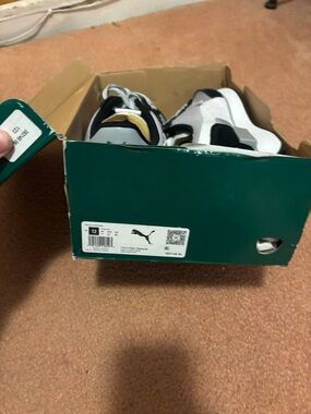 Puma Black and White Athletic Sneakers with Tan Accents